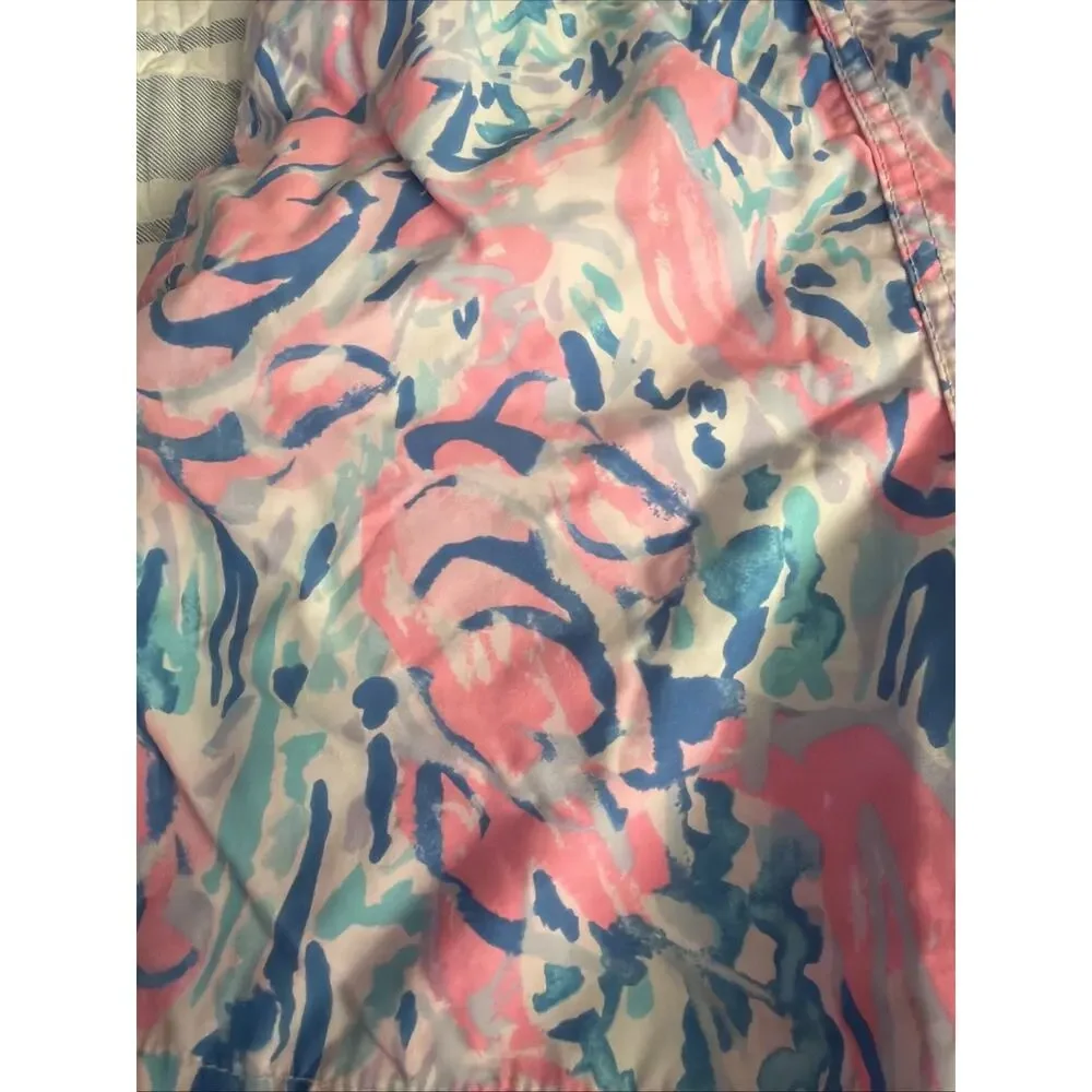 Lilly Pulitzer Capri Swim Trunks Boys Kids L Cosmic Coral Cracked Up Pink Blue
